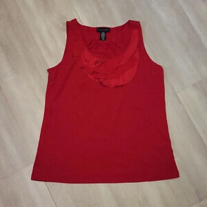 Apostrophe Red Round Neck Sleeveless Top Flutter Neckline‎ Womens Size Medium